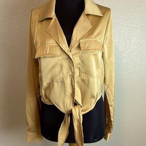 Love Tree blouse, size medium, gold